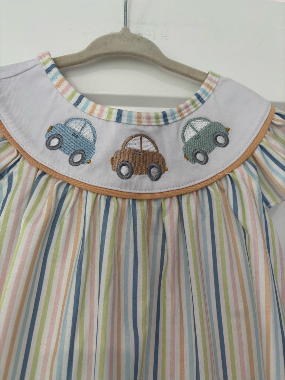 Abby & Evie Striped Embroidered Cars Ruffle Short Set Size 2T New - Picture 4 of 5